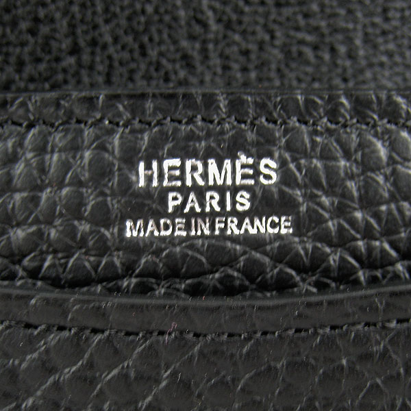 7A Hermes Togo Leather Messenger Bag Black With Silver Hardware H021 Replica